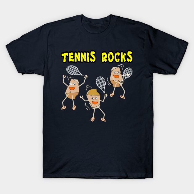 Three Light Tennis Rocks T-Shirt by Barthol Graphics